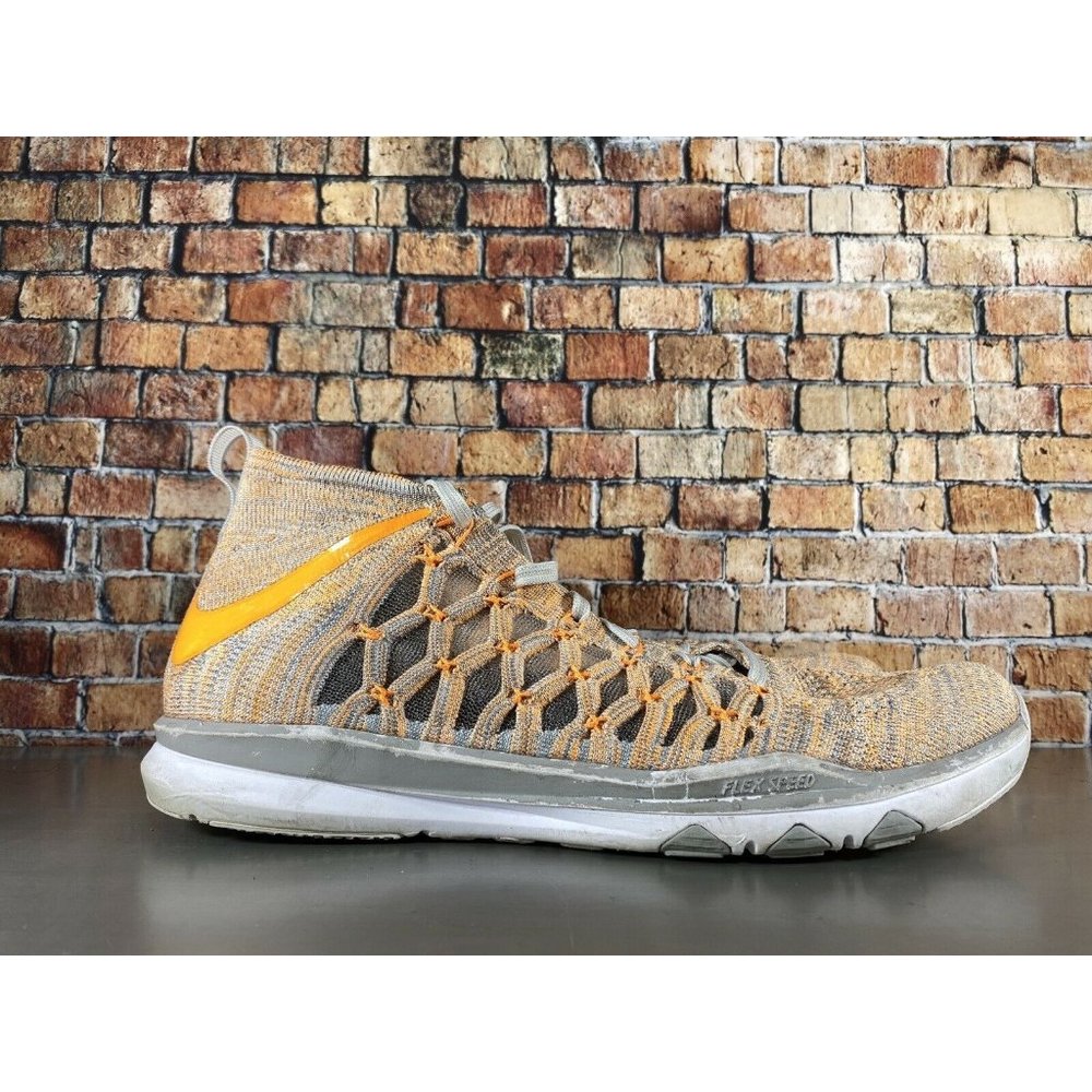 Nike Train Ultrafast Flyknit Mens 13 Training Shoe 843694 001 Orange Gray